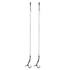 Carp On - 2 x SPINNER READY RIGS Size 8 - Carbon Hooks / 25lb Braid/Swivel & Flexi Ring/Bait Screw & Bell Cap Bead (Barbless, 2 Rigs - Size 8 Hook) [37-3907-8]