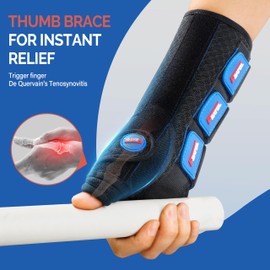 FEATOL Carpal Tunnel Wrist Brace Night Support, Thumb Spica Splint Left Hand for De Quervains Tenosynovitis, Tendonitis, Wrist Brace With Thumb Support-Large/XLarge-Women & Men, Black