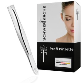 Swordcrown Tweezers, Professional Solingen, 8 cm Offset Angled Eyebrow Plucking, Germany