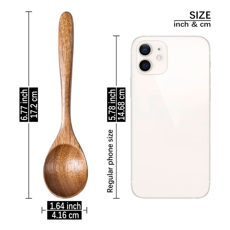 Hefild 6 PCS Wooden Spoons for Honey, 6.7 inch Small