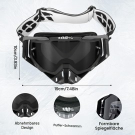 Eulihent Occhiali Motocross Maschera Motocross Mascherina Motocross Occhiali da Moto Antipolvere Occhialoni Moto Visiera Cross per Moto, ATV, Casco Compatibile