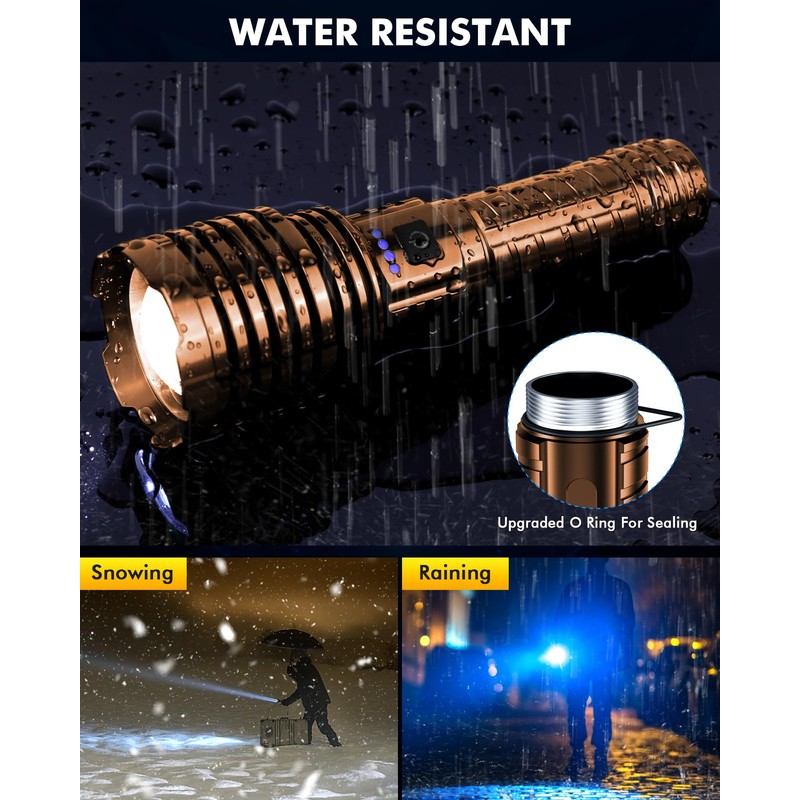Super Bright LED Flashlight 1800000 High Lumens, Rechargeable Handheld Flashlights