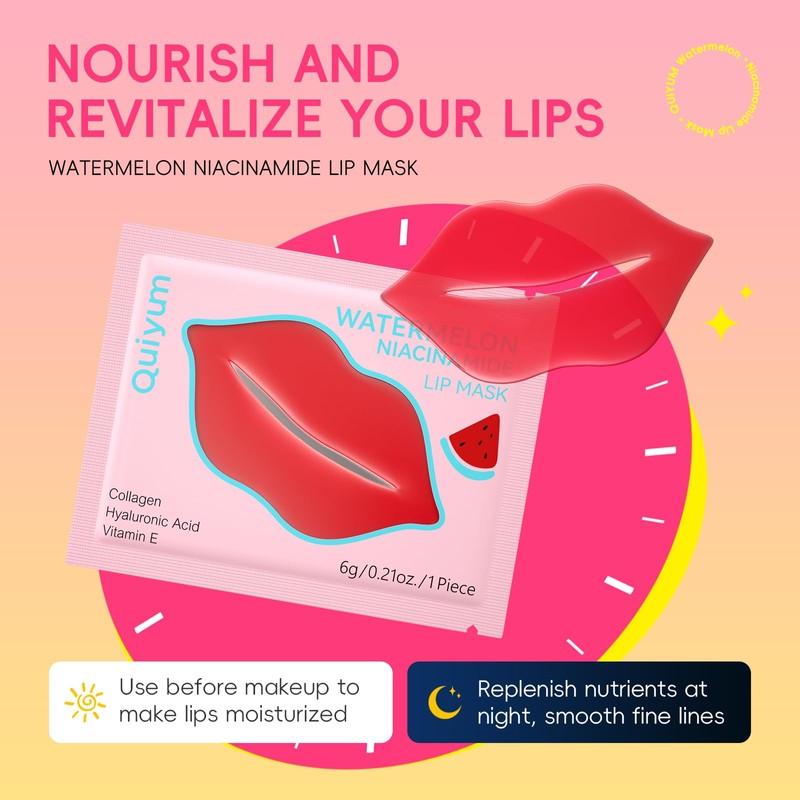 QUIYUM Watermelon Niacinamide Lip & Eye Mask Set, Facial Skincare(12
