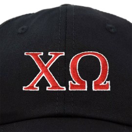 DALIX Chi Omega Sorority Hat Womens Greek Letters Embroidered Baseball Cap Black