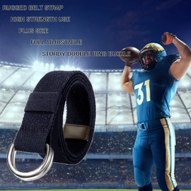 JINIU Web Football Belt for Men Canvas Fabric Sport Belts Fully Adjustable D-ring Solid Color 1.5" wide NAVY 55" long