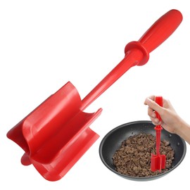Auvotuis Meat Masher, 5 Curve Blade Hamburger Chopper, Heat Resistant Meat Masher for Ground Beef, Mix and Chop Kitchen Tool, Food Smasher Tool for Hamburger, Beef, Potato, Tomato, Avocado (Red)