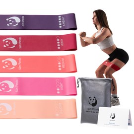 Slim Panda Resistance Bands, Elastic Exercise Loop Bands for Home Fitness, Workouts, Strength Training, Gym, Natural Latex Fitness Workout Bands with 5 Resistance Levels for Yoga, Stretching, Pilates