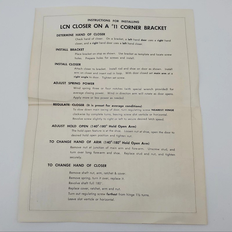 LCN E11 Potbelly Closer Corner Mounting Bracket Aluminum fits Size