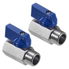 PATIKIL 3/8 NPT Ball Valve, Shut-off Ball Valve, Mini Ball Valve, Brass 2 Pack for NPT Female to Male Pipe Coupler Connector Blue