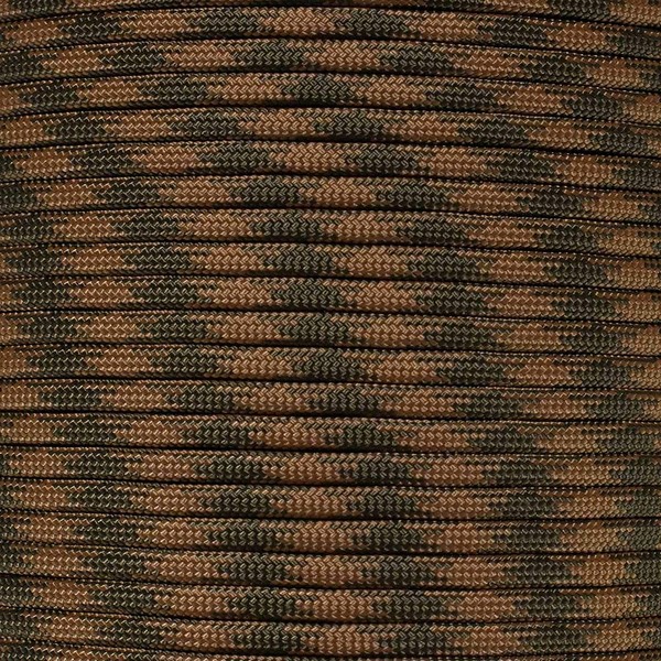 Camo Color Paracord Choices of 550 LB Tensile Strength with Twisted Inner 7 Strand Removable Core Camouflage Parachute Cord in 10, 25, 50, and 100 Foot Lengths (Mud Puppy, 25 Feet)