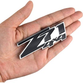 2Pcs Z71 4x4 Emblems 3D Badge Decal Nameplate Compatible with Chevy Silverado (Chrome Black)