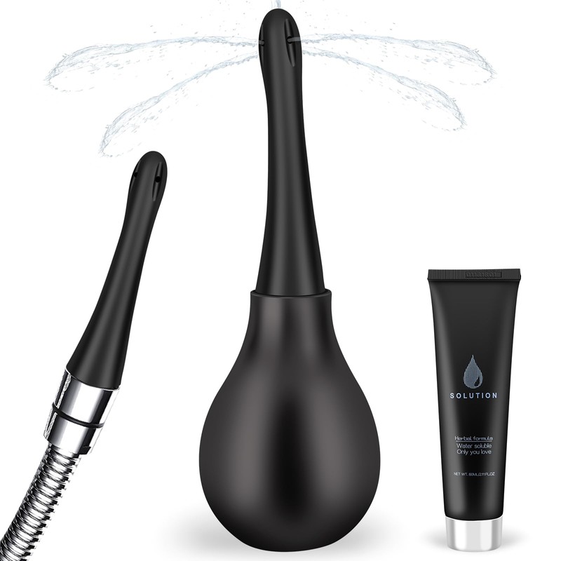 SewXew Enema Bulb Anti Backflow Anal Douche Kit with Lube