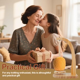 LJEC Yarn Holder Portable Wooden Yarn Spinner, Rotating Magnetic Wooden Wool Ball Holder, Yarn Roll Holder, Wool Unwinder, Wool Winder for Crochet and Knitting Accessories, Grandma, Mother's Day Gift