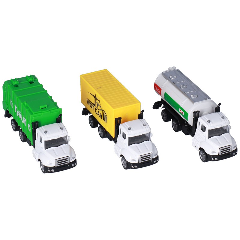 3pcs 1:50 Garbage Truck Models Set Plastic Alloy Sanitation Tanker