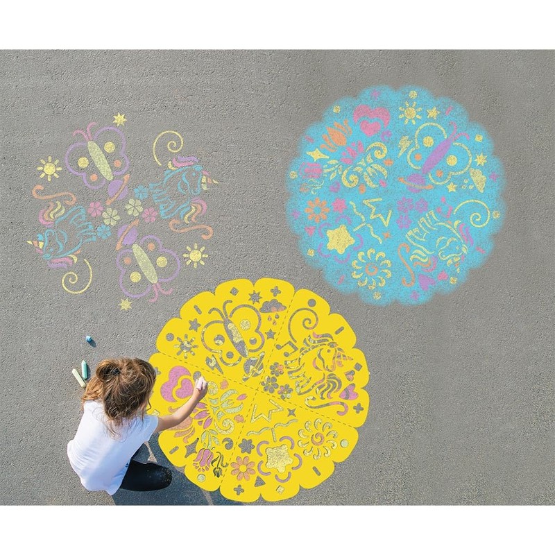 Grafix Outdoor Mandala Stencil and Plaster Chalk Set 6 Colors