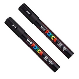 Posca PC-5M Paint Marker Art Pens - 1.8-2.5mm Nib - Black Ink - 2 Pack