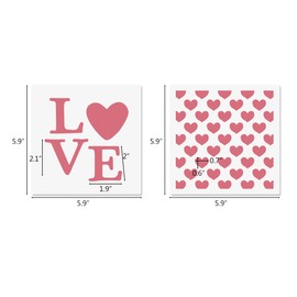 Heart Stencil Set for Painting – 16 Pack 6x6 Inch Valentine Love Stencils with Conversation Words & Floral Designs for DIY Crafts, Doormat Painting, Walls, Windows, Wood & Fabric Decor