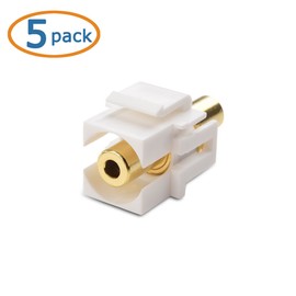 Cable Matters 5-Pack Gold-Plated 3.5mm TRS Keystone Jack Inserts in White