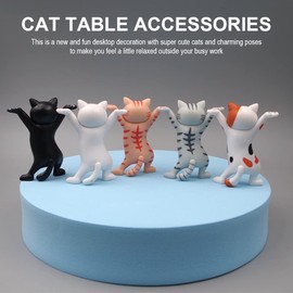 LIUJZZJ Pack of 5 Cat Pen Holder Dancing Funny Cat Holder Figures Holder Cat Pen Holder for Office Home Decoration