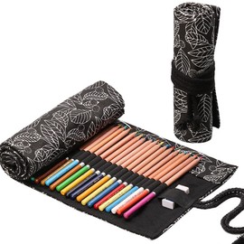 Canvas Pencil Wrap, Ouceanwin 72 Holes Canvas Pencil Wrap Roll Up Holder, Portable Bag Pencil Case Pencil Case Travel Pen Holder Pencil Case Pencil Box for Artists School Office, m, Casual