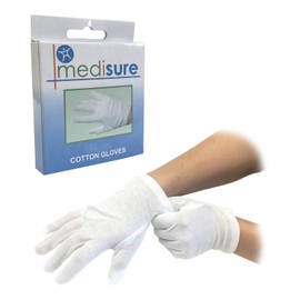 3 Pairs of Small MEDISURE White MOISTURISING Eczema Lining Individually Boxed 100% Cotton Gloves