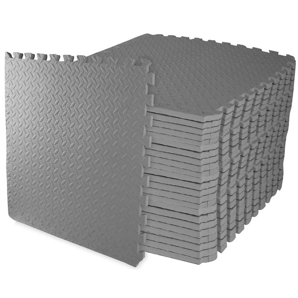 BalanceFrom Puzzle Exercise Mat with EVA Foam Interlocking Tiles Grey