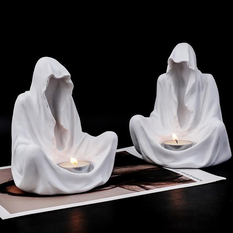Ghost Wizard Candle Holder Ghost Figurines Scary Statue Festival Party