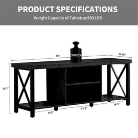 GAZHOME TV Stand for TV up to 55 Inches, TV Cabinet with Open Storage, TV Console Unit with Shelving for Living Room, Entertainment Room, Black