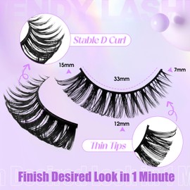 False Eyelashes 3D Volume Mink Lashes Strip Eye Lashes Soft Natural Extensions Lashes Lightweight Reusable Fake Eyelashes 10 Pairs(DH06-04)