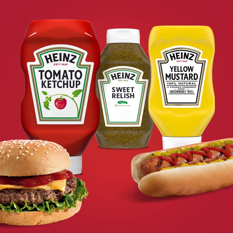 Heinz Tomato Ketchup, Sweet Relish & 100% Natural Yellow Mustard