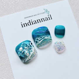 Blue Ocean Wave Pedi Tips - Pedi Tips Full Set (10P) / 블루오션웨이브 페디팁 - 페디팁 전체세트 (10P)