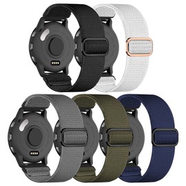 Wizvv Pack of 5 Wristbands Compatible with Garmin Venu 3S/Venu 2S/Vivoactive 4S Wristband, 18 mm Elastic Nylon for Garmin Forerunner 255S/265S Women and Men