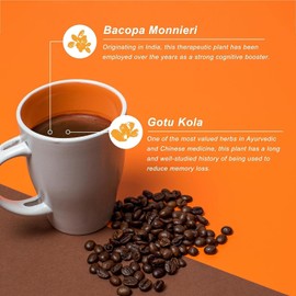 Energy + Focus Coffee by Javita, Medium roast South American Coffee with herbs Bocopa Monnieri, Gotu Kola to help support energy, focus & clarity (4 box/96 ct)