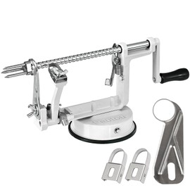Apple Peeler, Stainless Steel Apple Corer Slicer Peeler, Durable Heavy Duty Die Cast Magnesium Alloy Apple Peeler Slicer Corer with Suction Base(White)