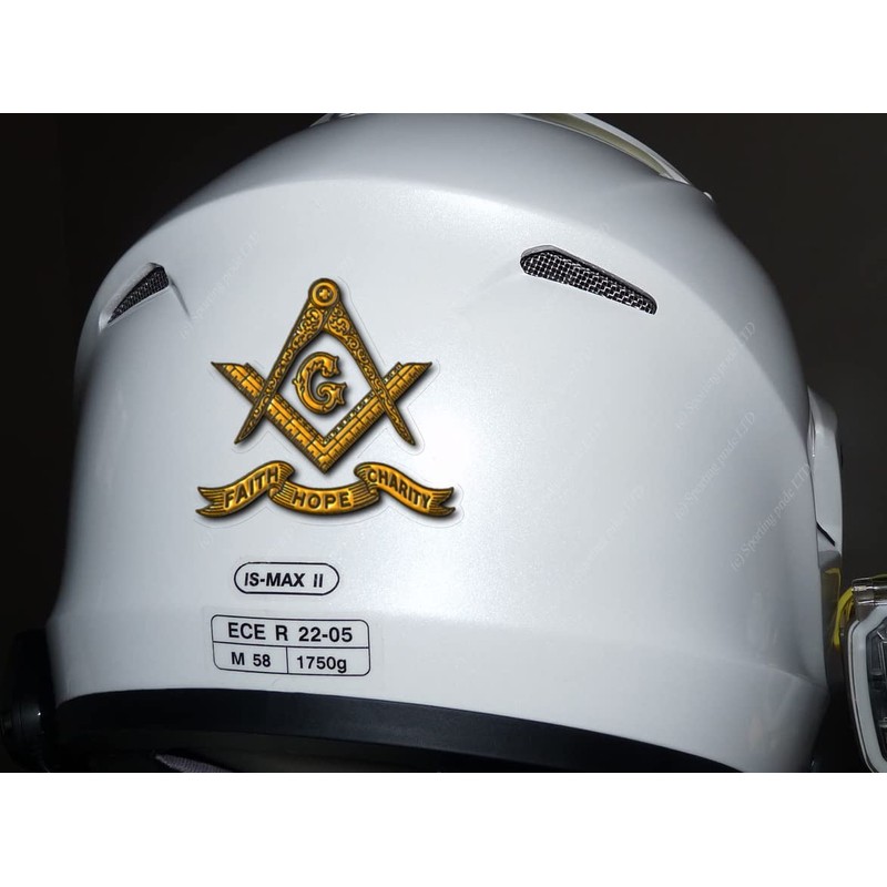 WaterShed Designs 75mm free mason helmet decal/sticker, White