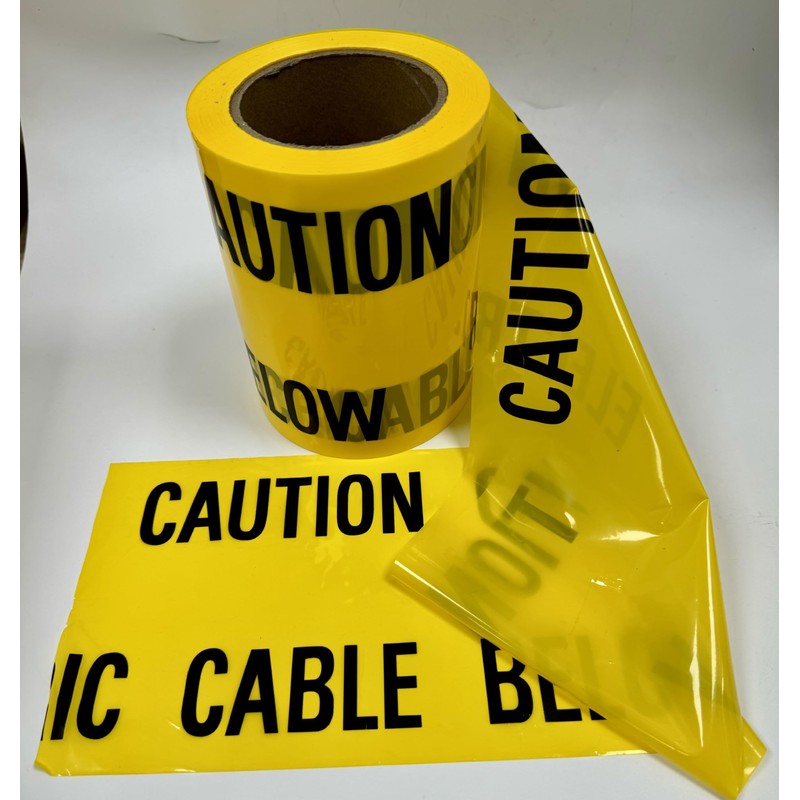 WT100 Underground Electrical Cable Warning Tape, Yellow, CAUTION CABLE BELOW
