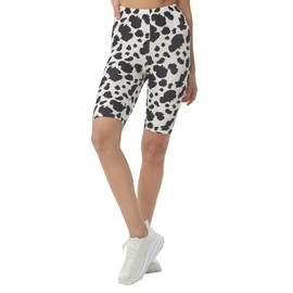 sissycos Women's Leopard Biker Shorts Animal Skin Printed Buttery Soft Short Leggings (Large-XX-Large, Irregularly Spotted Cows)