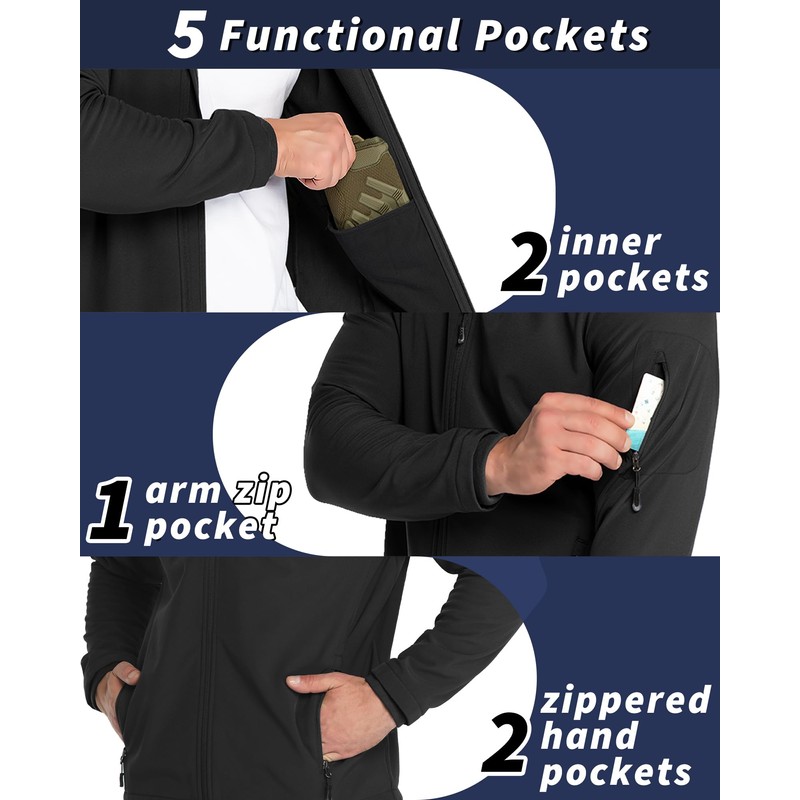 33,000ft Men's Hooded Softshell Jacket Waterproof Lightweight Insulated Windbreaker Fleece