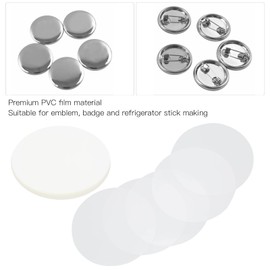 100Pcs Round Badge Films, PVC Transparent Badge Refrigerator Protective Film Badge Making Supplies(32MM)