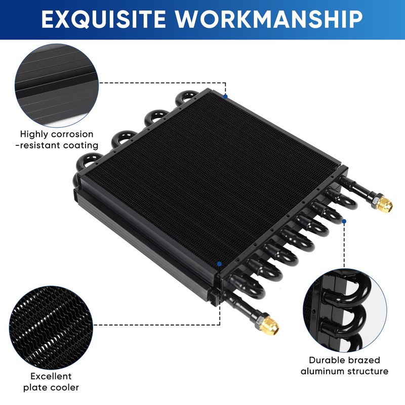 TIEVISHO 1/2" Transmission Cooler 16 Pass Aluminium alloy 8AN Tube