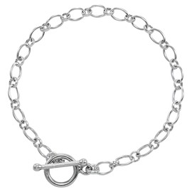 Sterling Silver Long & Short Charm Bracelet 8"