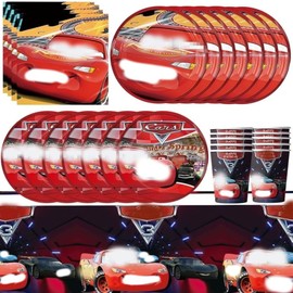 51pcs Cars Birthday Decorations,Cars Party Tableware Set, Children's Birthday Decorations Cars Party Supplies Includes Plates Napkins Tablecloths Set for Boys, 10 Guests