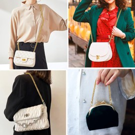 Bag Chain, Pack of 4 Bag Chain, Metal Chain Carry Strap, Gold Chain for Bag, Flat Chain Strap, Handbag Chain Strap, for Handbag, Purse, Clutch, Evening Bag (Gold)