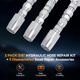 Snblzhef 2Pcs Hydraulic Hose Field Fittings Repair Kit and 5Pcs Small Repair Parts, Reusable Hydraulic Repair Fittings 1/4Inch