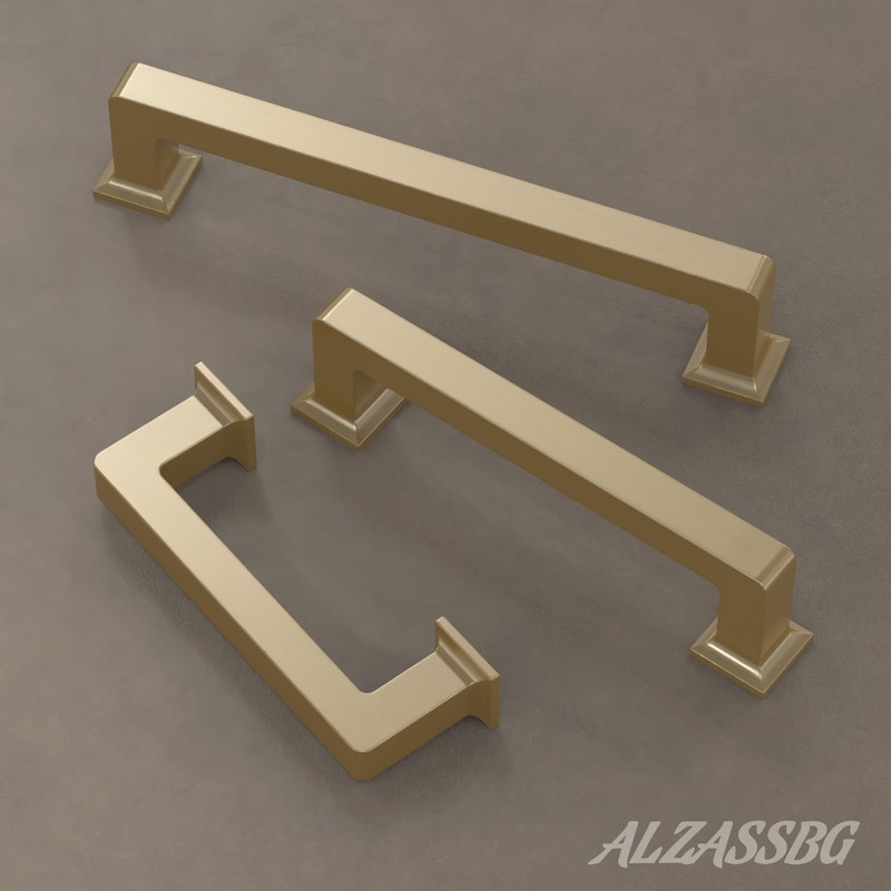 Alzassbg 10 Pack Brushed Gold Cabinet Pulls, 5 Inch(128mm) Hole
