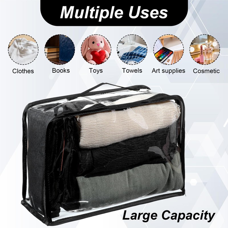 6 Pieces Large Clear Travel Packing Cube Clear Vinyl Zippered