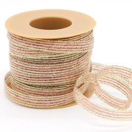 ARTSY Crafts 2 Pk 1/4 Inch Burlap Ribbon Roll with Glitter Trims, 10Yd ea, Rustic Jute Fabric Craft Ribbon for Wedding Party Supplies, Gift Wrapping, DIY Crafts, Christmas Decorations (Pink)