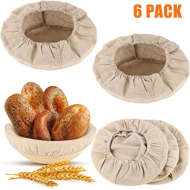 6 Packs Round Bread Proofing Basket Cloth Liner Rattan Baking