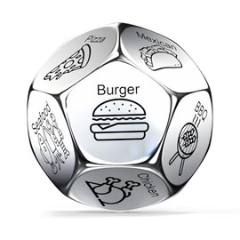 Couple Games for Date Night, Gifts for Men, 12-Side Metal Food Dice, Spinning Food Decision Dice, Stocking Stuffers for Adults, Anniversary Christmas Birthday Gift