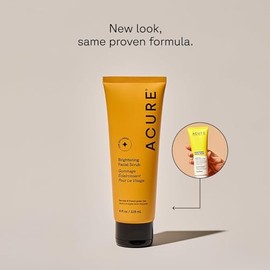 Acure | Exfoliante facial iluminador de arcilla verde y alga marina | Iguala el tono y la textura de la piel, 118 ml